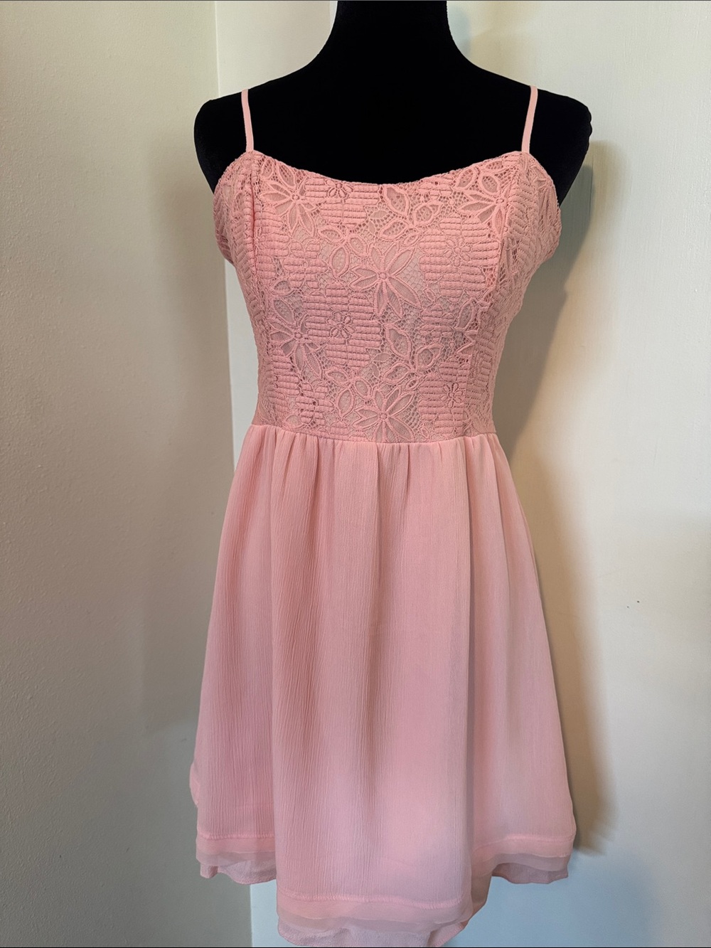 princess vera wang Blush Pink Cutout Chiffon and Lace Dress